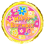 Happy Birthday 18" круг цветочки